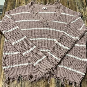 Frayed mauve sweater